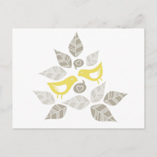 yellow birds singing of love postcard