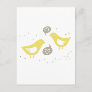 yellow birds talking about love postcard