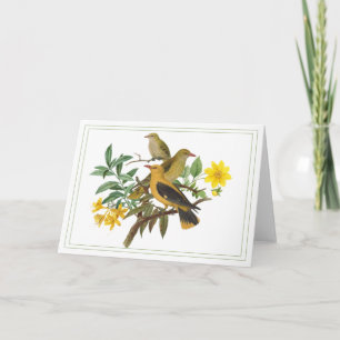 Yellow Birds with Botanical Flowers Card