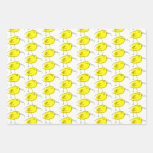 Yellow Birds Wrapping Paper Flat Sheet Set of 3