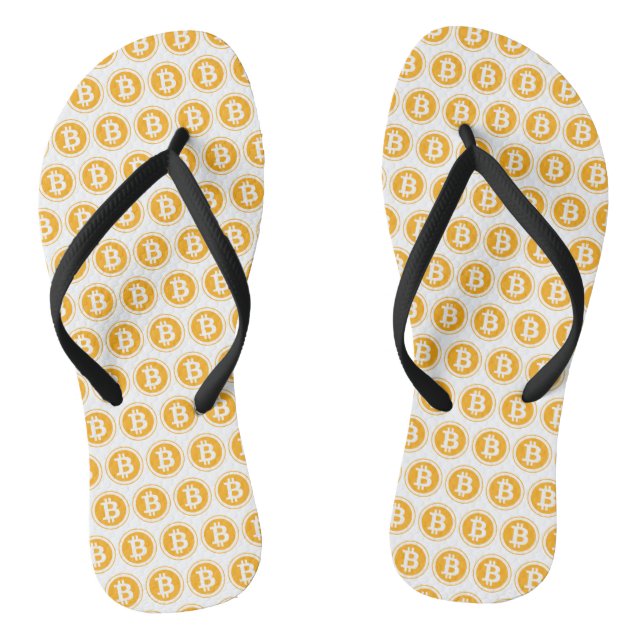 Yellow Bitcoin Pattern Thongs (Footbed)