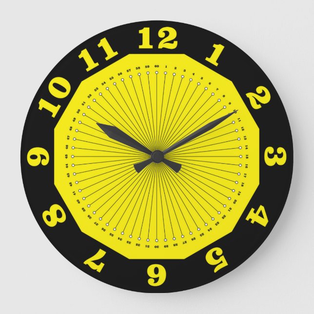 yellow black abstract large clock (Front)