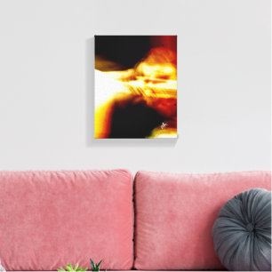 Yellow Black Abstract Light Streaks Canvas Print
