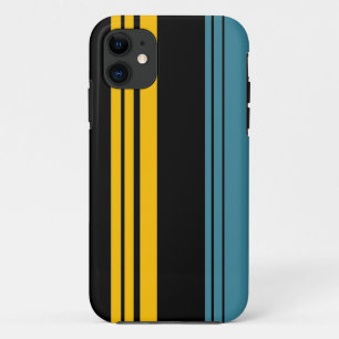 Yellow, Black and Blue Stripes Pattern iPhone 11 Case