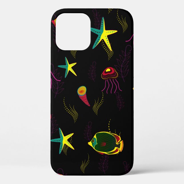 Yellow, black and brown fish seamless pattern. abs Case-Mate iPhone case (Back)