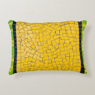 Yellow, black, and green brick wall planning decorative cushion