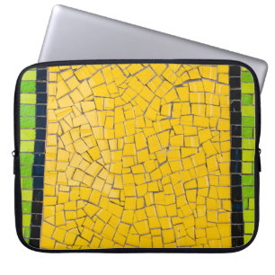 Yellow, black, and green brick wall planning laptop sleeve