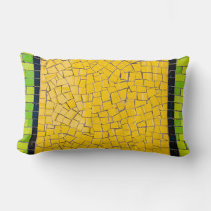 Yellow, black, and green brick wall planning lumbar cushion