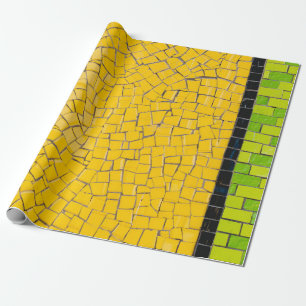 Yellow, black, and green brick wall planning wrapping paper