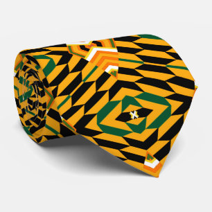 Yellow Black And Green Colorful Kente Print Tie