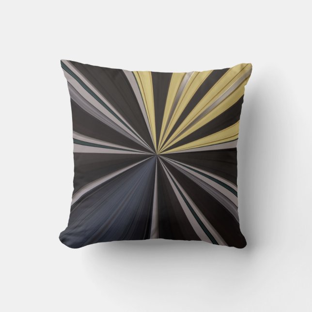 Yellow, Black, and Grey Art Deco Cushion (Front)