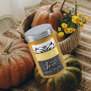 Yellow, Black and Grey Bumble Bee Floral Damask   Label