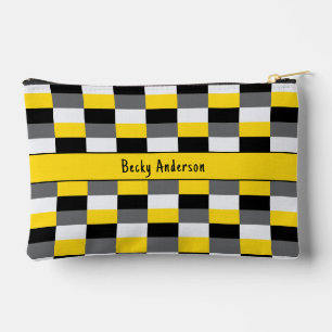 Yellow, Black and Grey Colour Combination Accessory Pouch