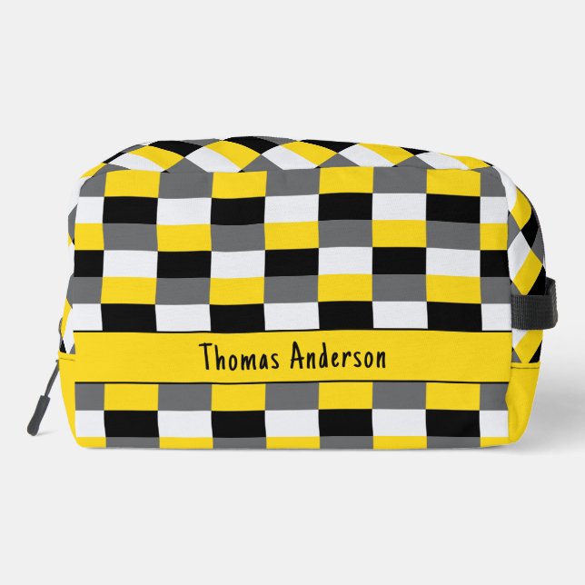 Yellow, Black and Grey Colour Combination Dopp Kit (Back)