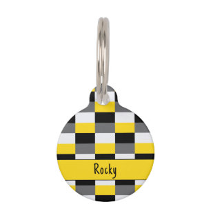 Yellow, Black and Grey Colour Combination Pet Tag