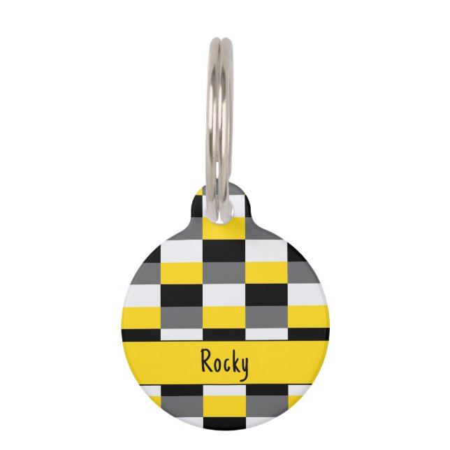 Yellow, Black and Grey Colour Combination Pet Tag (Front)