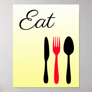 Yellow,  Black and Red Eat Sign for Kitchen
