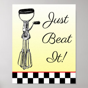 Yellow,  Black and Red Just Beat It Sign