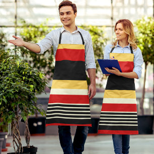Yellow, Black and Red Stripes Apron