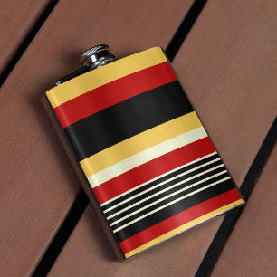 Yellow, Black and Red Stripes Hip Flask
