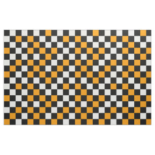 Yellow Black and White Chequered  Fabric