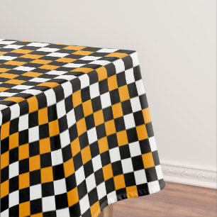 Yellow Black and White Chequered Tablecloth