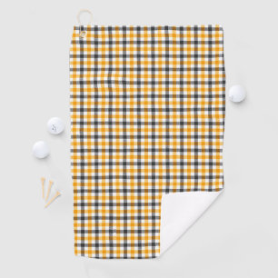 Yellow Black and White Gingham Check Golf Towel