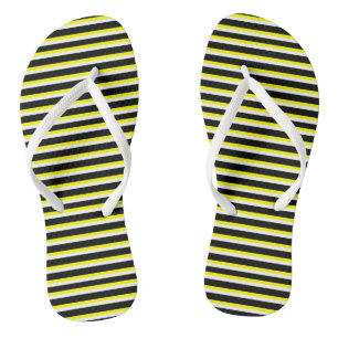 Yellow, Black and White Stripes Thongs