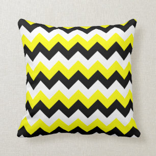Yellow Black and White Zigzag Cushion