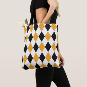 Yellow Black Argyle Tote Bag