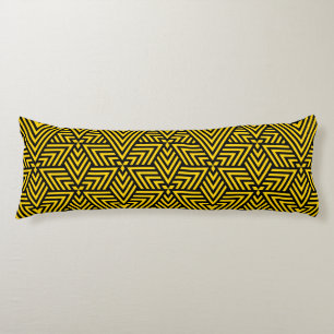 Yellow & Black Art Deco Triangle Seamless Pattern Body Cushion