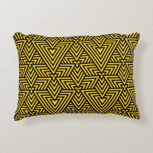 Yellow & Black Art Deco Triangle Seamless Pattern Decorative Cushion