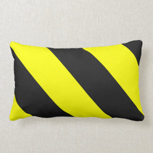 Yellow Black Attention Warning Stripes Lumbar Cushion