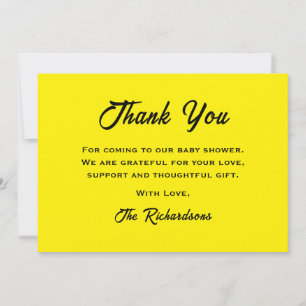 Yellow Black Baby Shower Mummy To Bee Cool Stylish Thank You Card