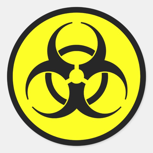 Yellow & Black Biohazard Symbol Sticker (Front)