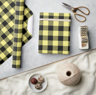 Yellow & Black Buffalo Plaid Christmas Craft Paper