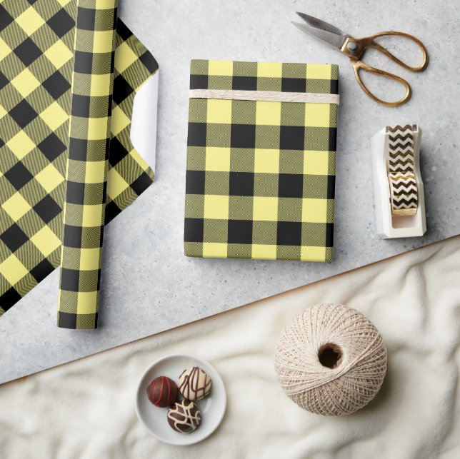 Yellow & Black Buffalo Plaid Christmas Craft Paper (Crafts)