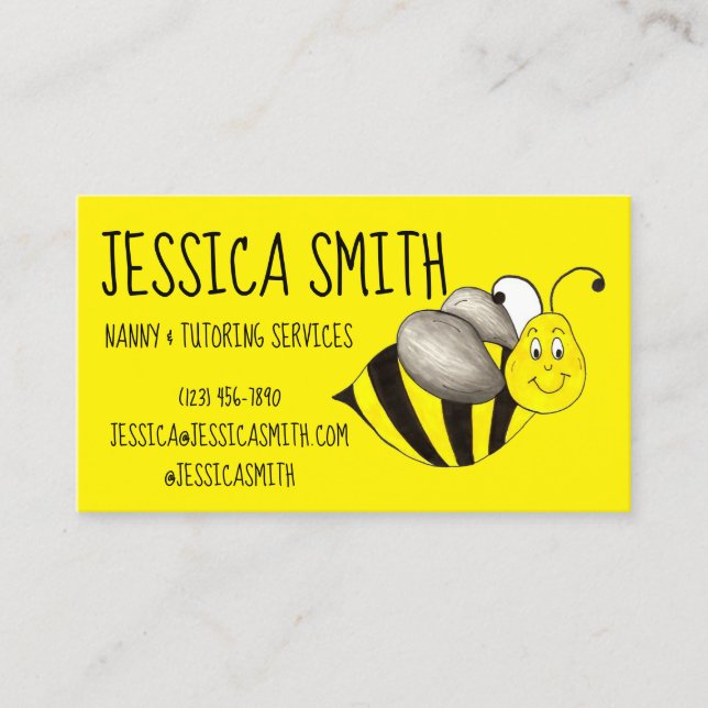 Yellow Black Bumble Bee Bumblebee Insect Buzz Business Card (Front)