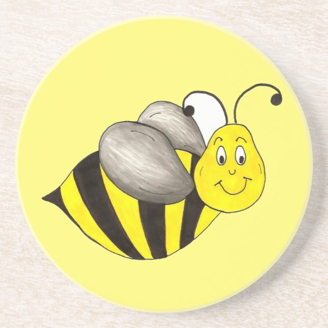 Yellow Black Bumble Bee Bumblebee Insect Buzz Coaster (Front)