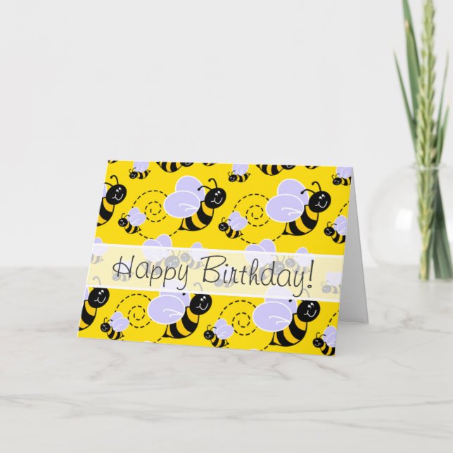 Yellow & Black Bumble Bee Card (Front)