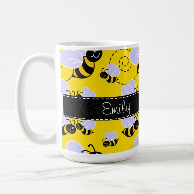 Yellow & Black Bumble Bee Coffee Mug (Left)