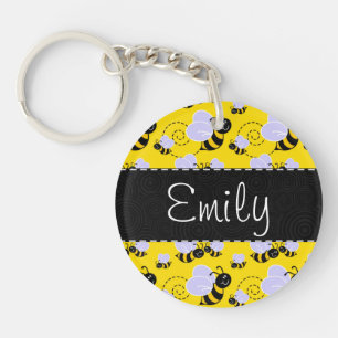 Yellow & Black Bumble Bee Key Ring