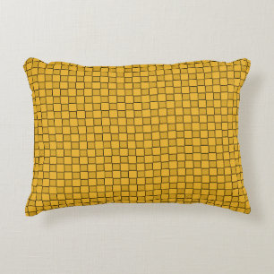 Yellow Black Chequerboard Pattern Decorative Cushion