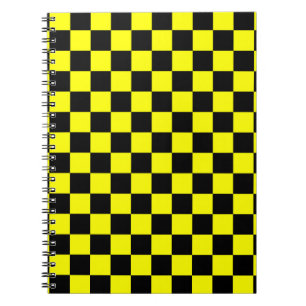 Yellow Black Chequered Check Pattern Notebook