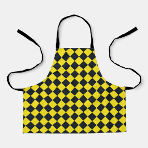 Yellow Black Chequered Diamond Pattern Apron