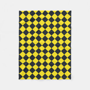 Yellow Black Chequered Diamond Pattern Fleece Blanket