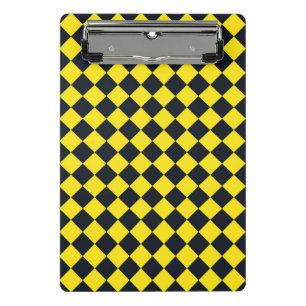 Yellow Black Chequered Diamond Pattern  Mini Clipboard