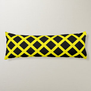 Yellow Black Chequered Diamond Stripes Pattern Body Cushion