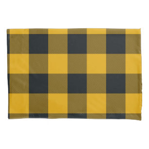Yellow & Black Chequered Squares Buffalo Plaid Pillowcase