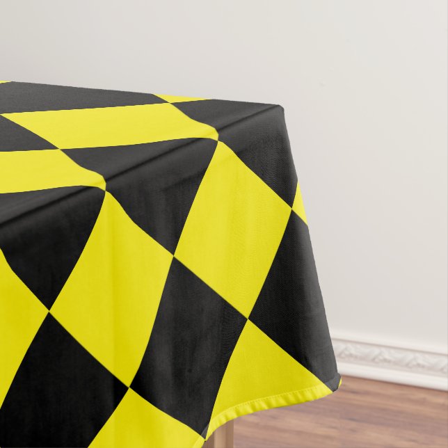 Yellow Black Chequered Tablecloth (In Situ)
